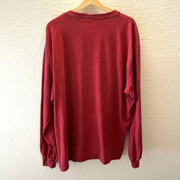 Carhartt K126 Long Sleeve T-Shirt XL Burgundy Workwear Cotton Heavyweight Pocket - Picture 4 of 9